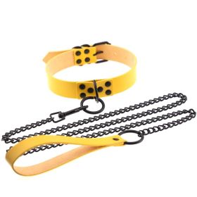 Personalized leather collar (Option: Yellow)